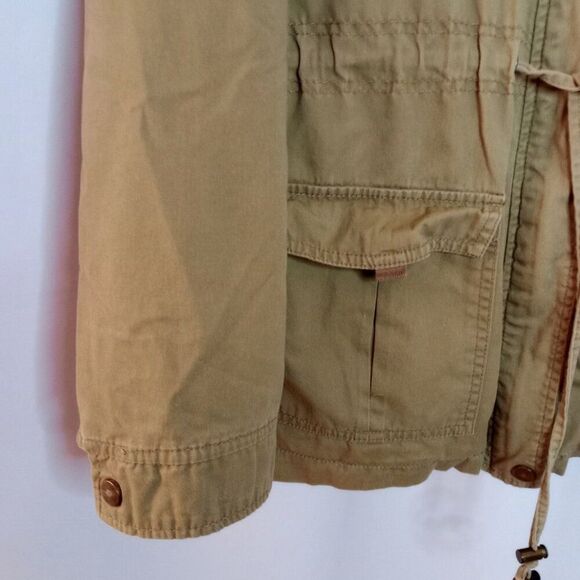 Charlotte Russe Utility Jacket Khaki Multi Pocket Lightweight Lined Coat Large - Picture 3 of 6